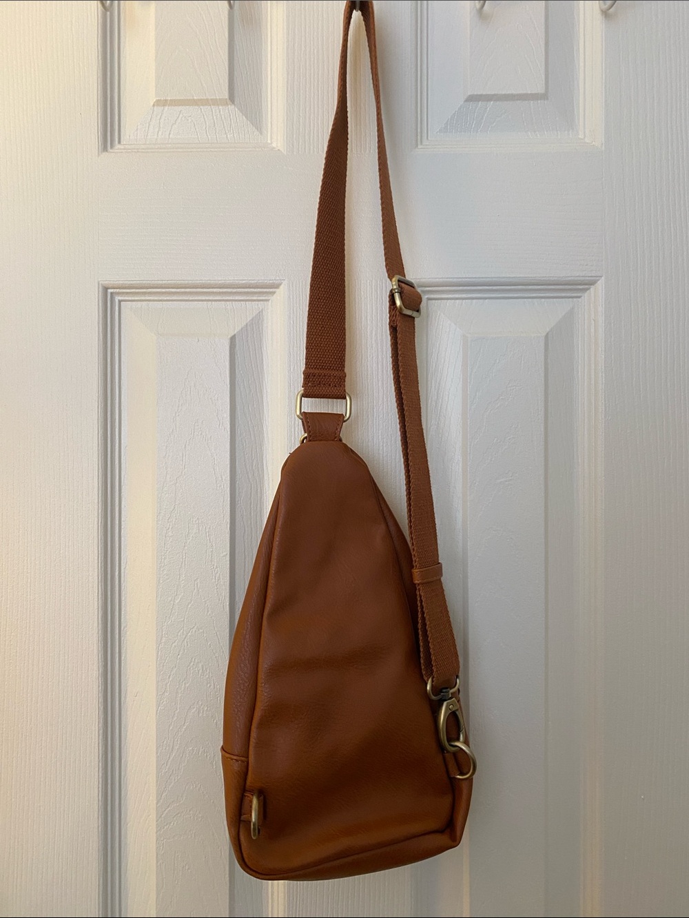 Antik Kraft Brown Faux Leather Sling Belt Bag with Braided Pull - Picture 6 of 8